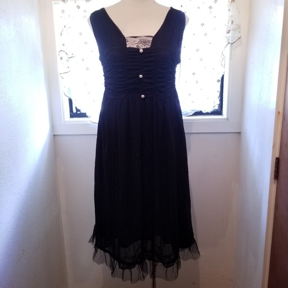 Baby Fox Gyaru Chiffon Silver Stripe Maxi Dress - Picture 1 of 7